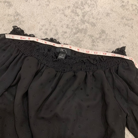BCX black polka dot silky off shoulder top - Picture 6 of 10